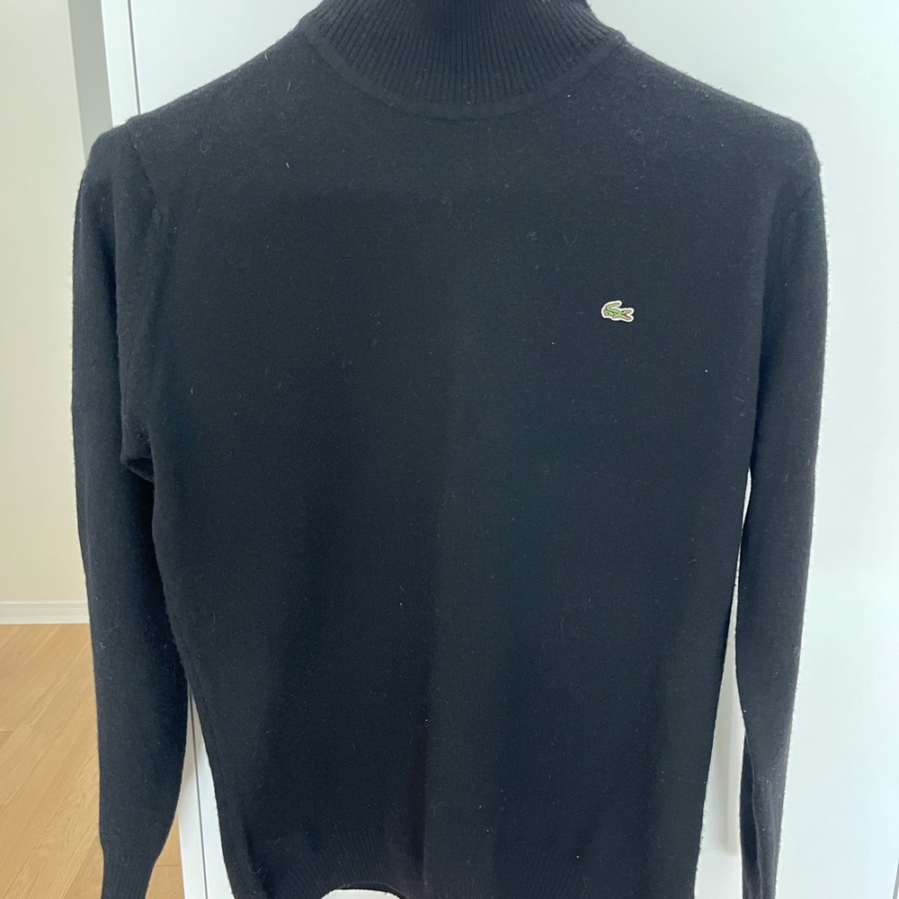 Lacoste Ladies Black Sweater L 44 Wool Turtleneck